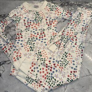 Hanna Andersson Girls 6/7 Wildflower Bunny Pajamas Sleeve Organic Cotton 2pc